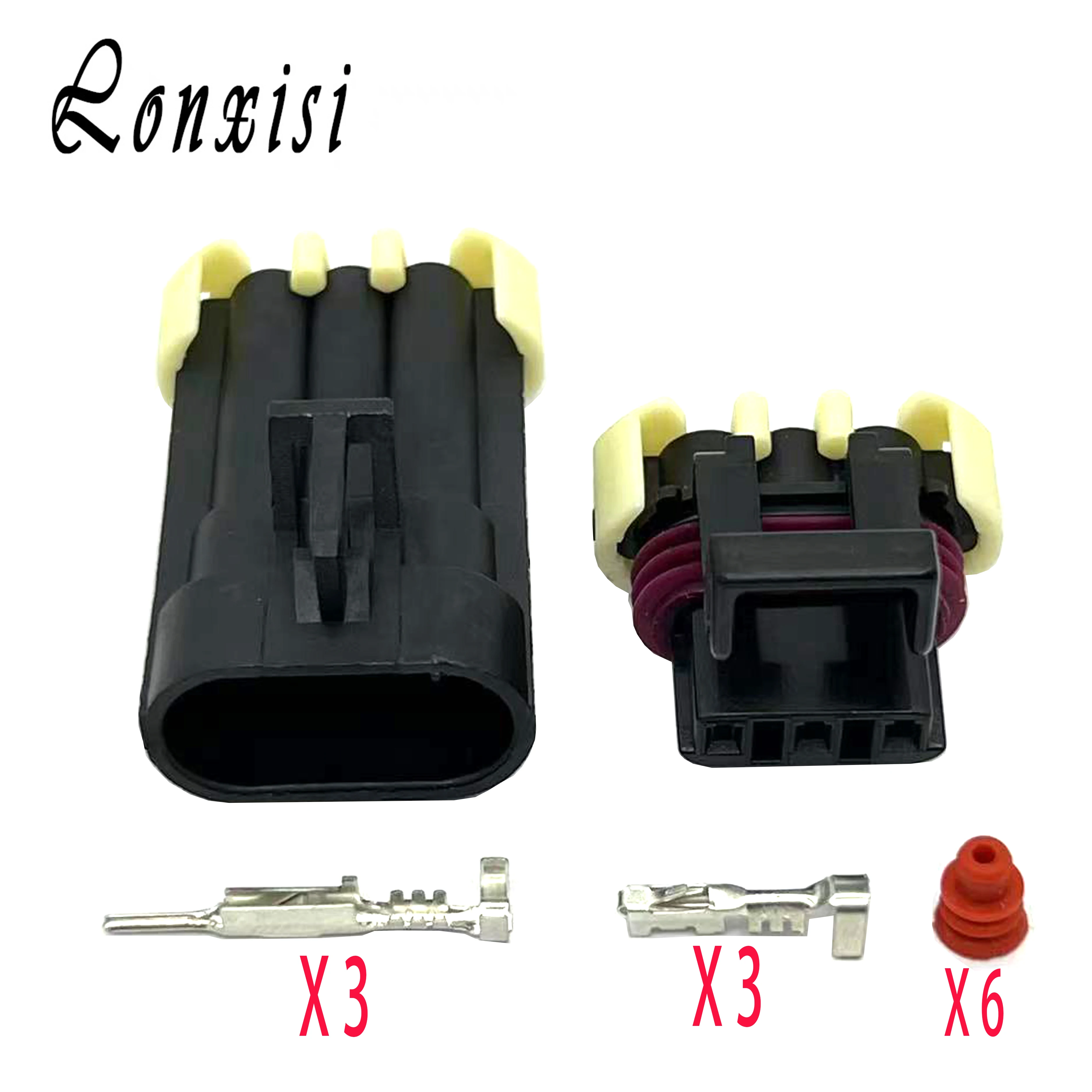 

1/5/10/20 Sets 3 Pin 12129615 12110293 Black Metri Pack 150 Male Female Temperature Sensor Plug Auto Waterproof Connector