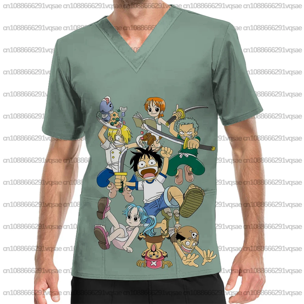 

Men's Grooming Gown/Surgical Gown with Frosted Finish, One Piece Anime Print, Dental Clinic/Pet Shop/Grooming Salon T-Shirt