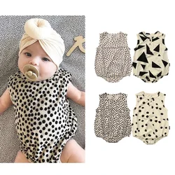 0-24M Summer Toddler Baby Bodysuits Boys Girl Clothes Sleeveless Cotton Romper Leopard /Wave Dot Printing Cute Jumpsuit Newborn