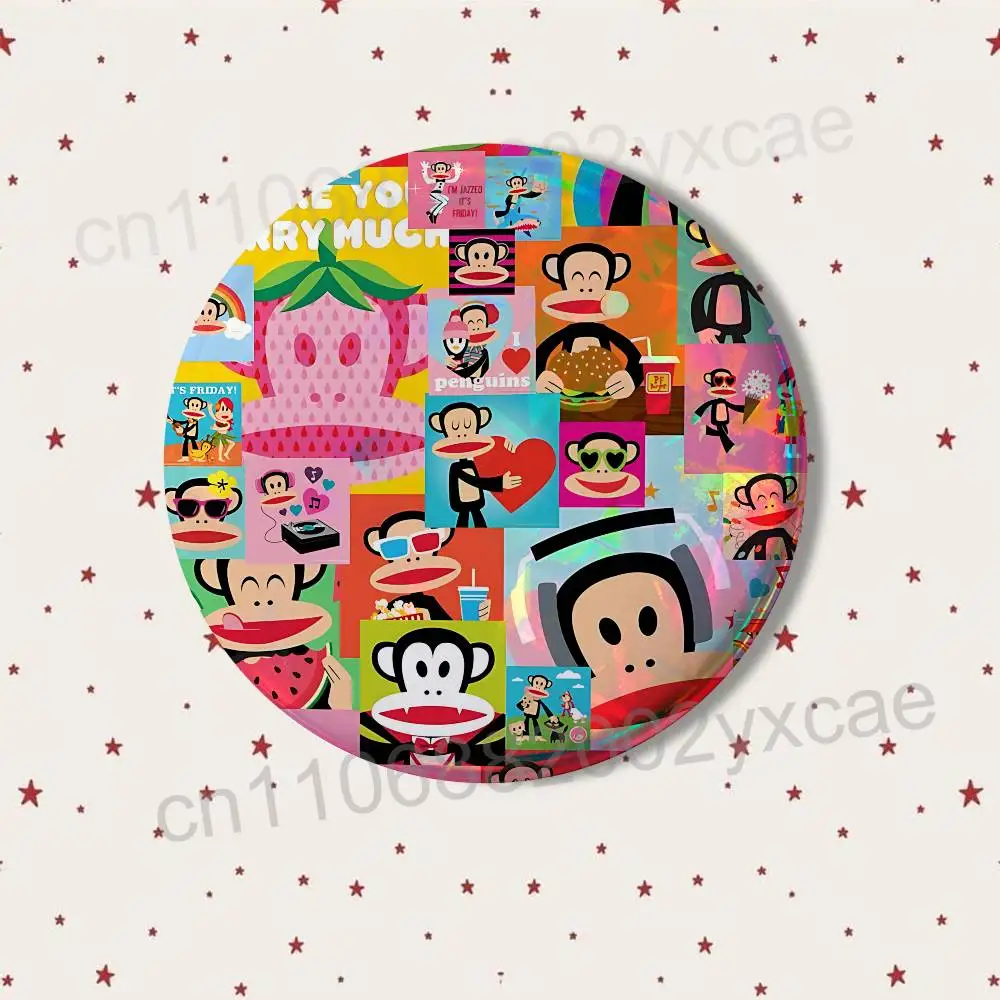 Dies ist ein Affen-Paul-Frank-Abzeichen für Rucksäcke, Kleidungsdekoration, runde Brosche aus Weißblech, lustige, individuelle Geschenke für Freunde – Detail 7