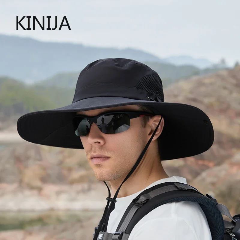 Bucket Hat Men Outdoor Fishing Hiking Climb Wide Brim Visor Dual Fisherman Hat Sun Protection Breathable UV Anti Cap Summer Hat