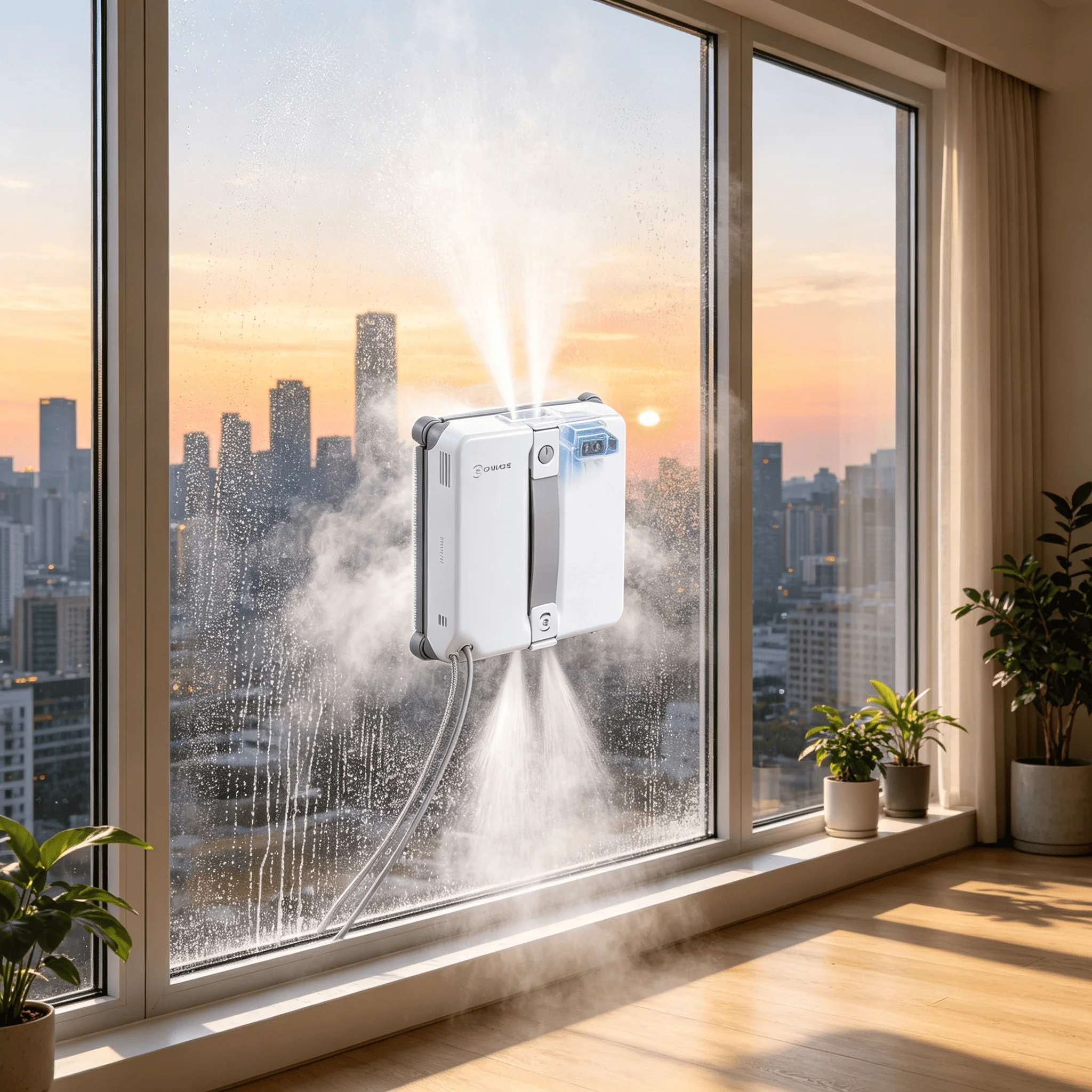 ECOVACS Smart Robot Window Cleaner 8000Pa Suction Power Bluetooth Remote Control 4-14 Square Feet Cleaning Cap for Daily Use