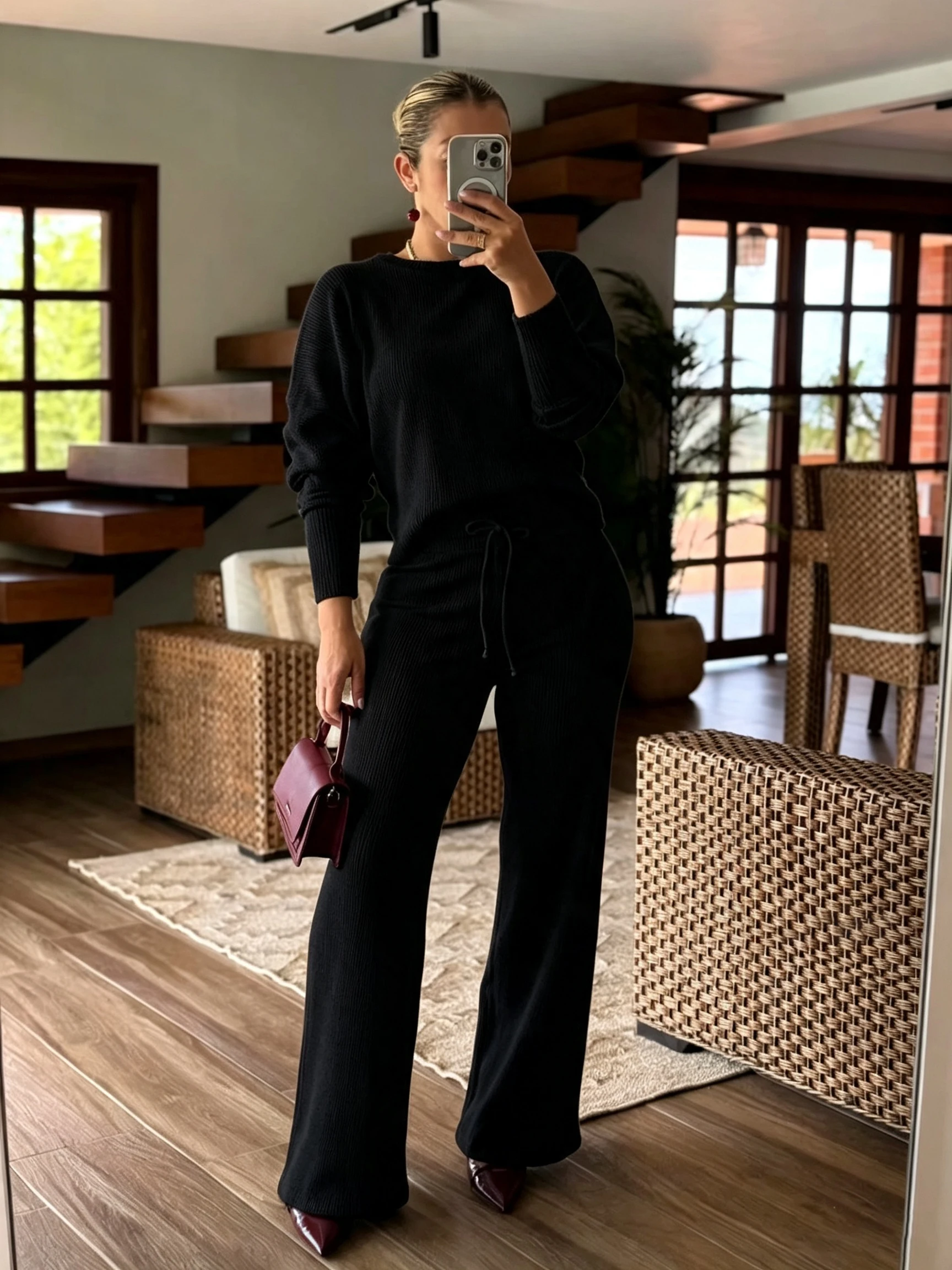 Ladies Elegant Casual Solid Color Pinstripe T-Shirt Set Fashionable Comfortable Women's Clothing