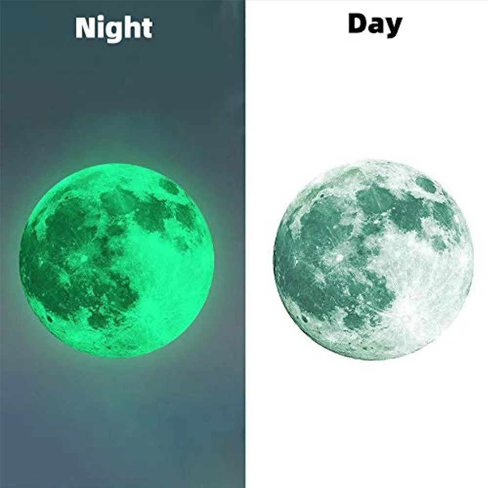 Glow in The Dark Moon Wall Sticker for Kids Baby Room 3D Space Planet Wall Sticker Living Room Home Decals