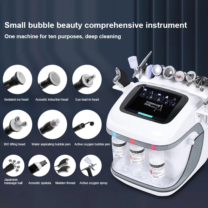 The New 10 In 1 Aqua Peeling Lift Skin Bubble Moisturizer Oxygen Machine Skin Care Cleansing Facial Dermabrasion Equipment