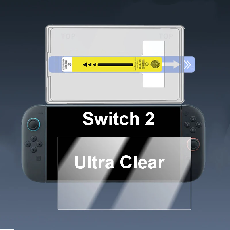 1 Buah OneTouch Penyelarasan Otomatis untuk Nintendo Switch 2 Pelindung Layar Kaca Tempered Aksesori Gaming Cahaya Ultra-jernih/Anti-biru
