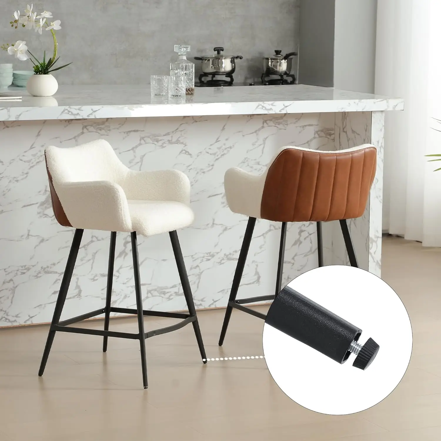 Color Block Bar Stools For Kitchen Island Barstools With Footrest Set Of 6 Counter Height Bar Stool With Back And Metal Legs