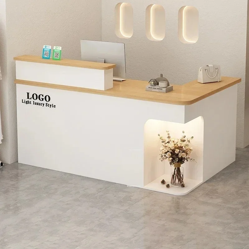 & Nordic Designer Corner Reception Desk Office Furniture Beauty Salon Reception Counter Company Clothing Store Cashier Bar Count