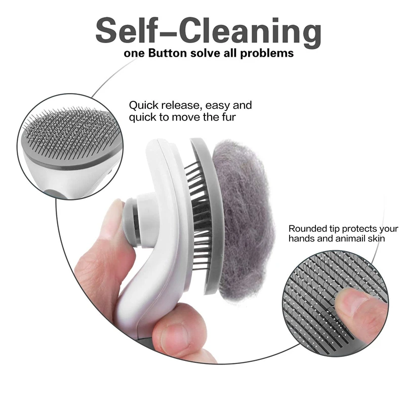 Self Cleaning Slicker Brush for Dog Cat Grooming Brush for Shedding Massage Remove Tangle Hair Cat Cleaning Comb Pet Accessories