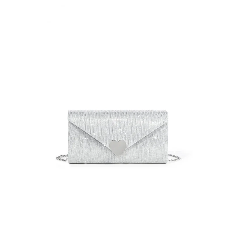 In-stock personalized heart-shaped glitter stripsparty clutch bagClutch envelope evening bag view 5