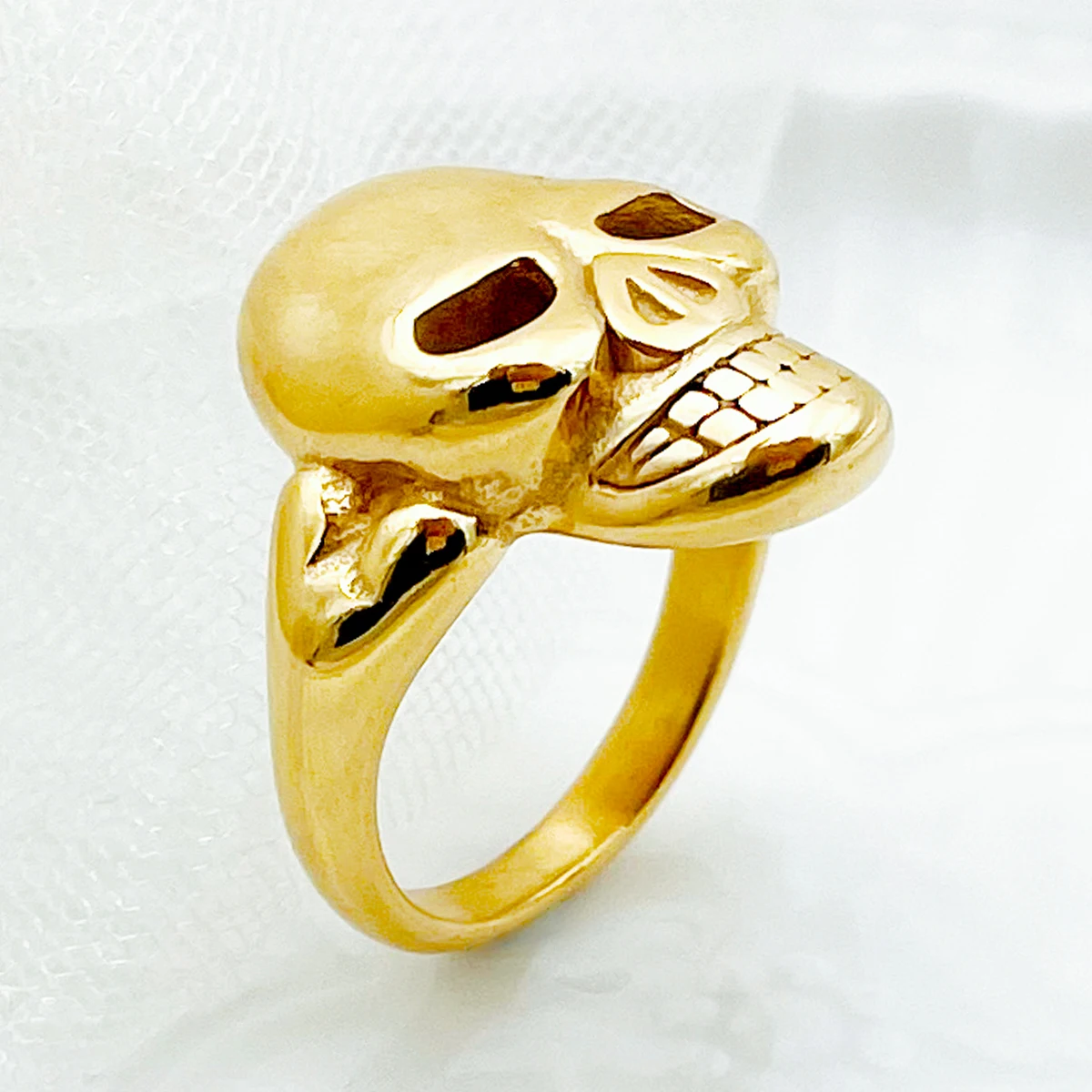 

May@RZ Skull Punk Stainless Steel Warp Ring For Men&Women's Fashion Jewelry 14k Gold Plated Ring Hip-Hop Accessories Cool Stuff