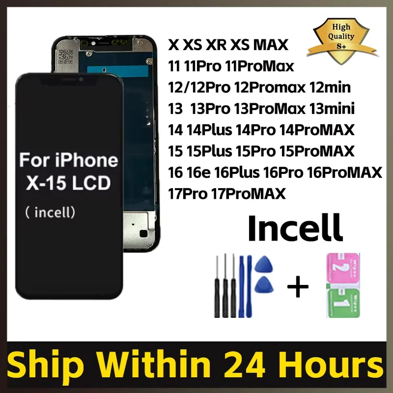 AAA+ LCD-Display für iPhone X XR XS Max, iPhone 11 12 13 14 15 16 17 Pro Max Mini, 3D-Bildschirm-Digitizer für iPhone 14 15 16 Plus Montage