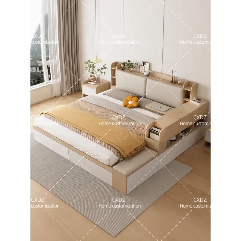 Solid wood ecological board simple double bed 1.5 meters storage bed multi-functional storage bed master bedroom custom