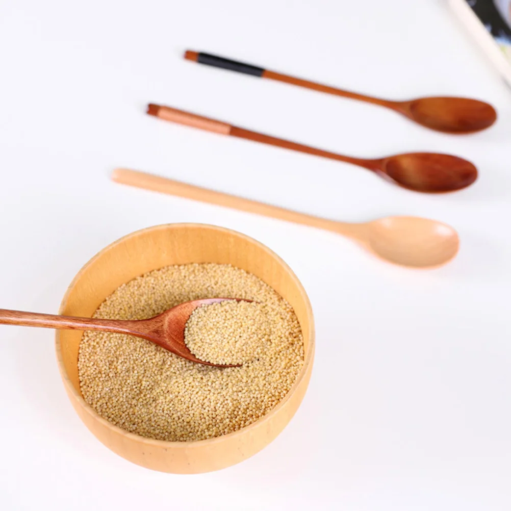 

4 pcs Wooden Spoons Long H EcoFriendly Kitchen Utensils Stirring Mixing Sauteing FoodGrade Safe Hot Surfaces Home Bar