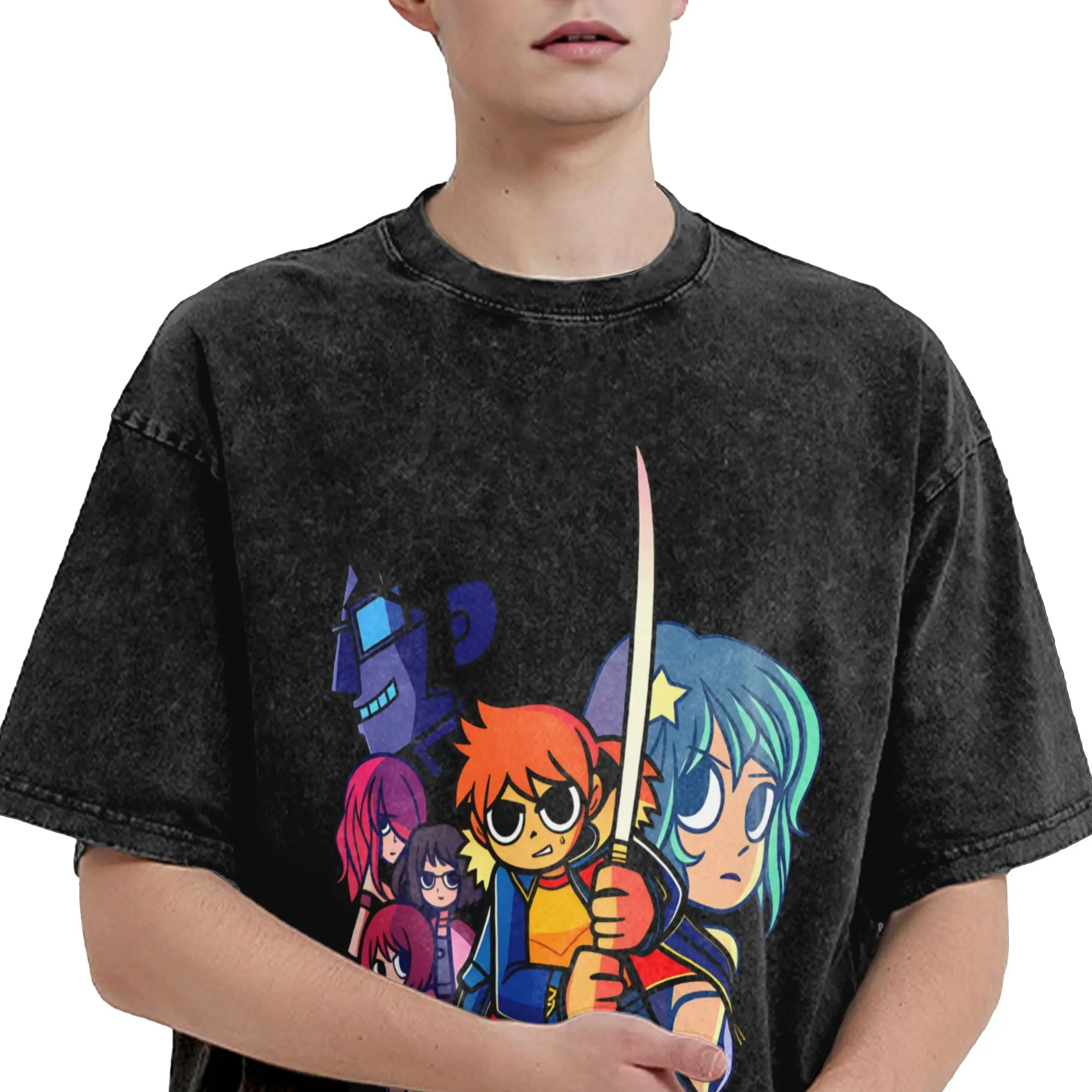 Men's Scott Pilgrims T-Shirts  Tops Beach Streetwear Short Sleeve T-Shirt Crew Neck Novelty Design Tee Shirt Hot Sale
