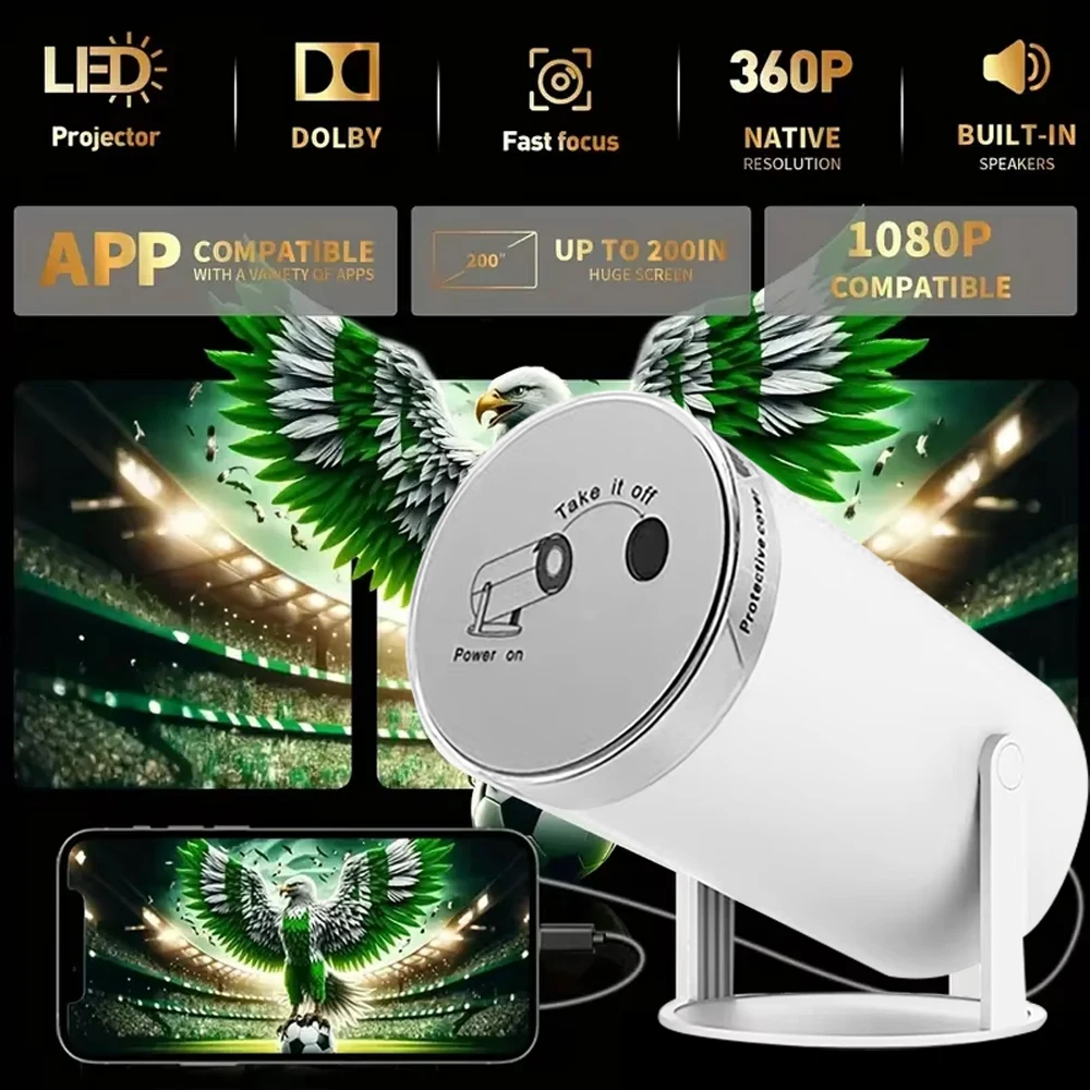 

Mini Portable Projector, 180°Rotatable, Supports 1080P , Suitable for Home Theatre Office Projection Indoor Projection