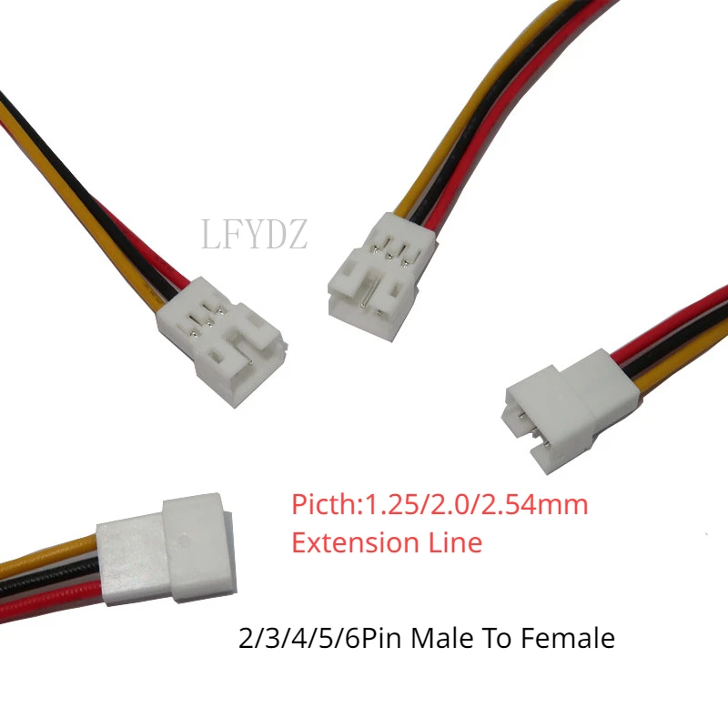 5 pz JST 1.25mm PH2.0 XH2.54 linea di estensione 2/3/4/5/6/Pin PH 2.0mm XH2.54MM connettore maschio-femmina con cavo 10/20/30CM 26AWG