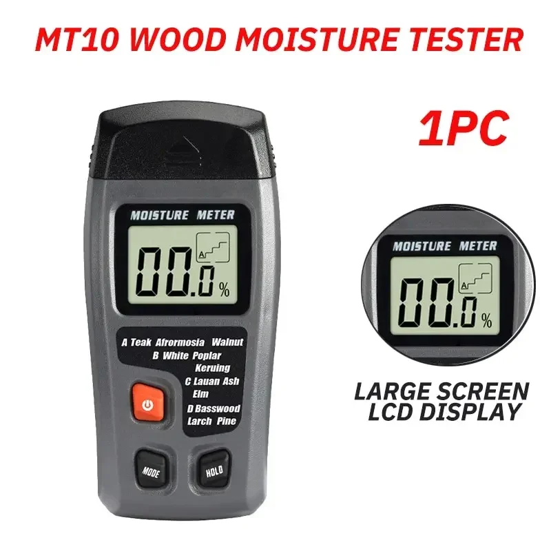 1pc Mt10 Hygrometer Accurate Large Lcd Display Tester Digital Wall Moisture Detector Wood Wood Moisture Meter