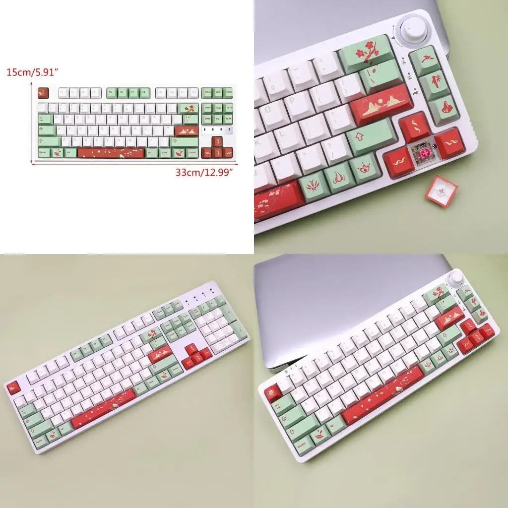 

A52B 136Pcs Keycap Dye Sub Keycaps for MX Switch Mechanical Kayboard Cherry Height