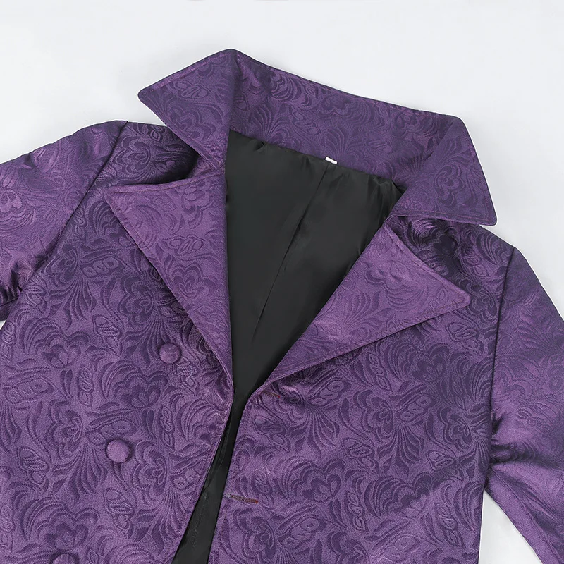 Anime Cosplay Outfit, Heath Ledger Joker Men's Purple Suit Jacket Full Set Cosplay Costume view 4
