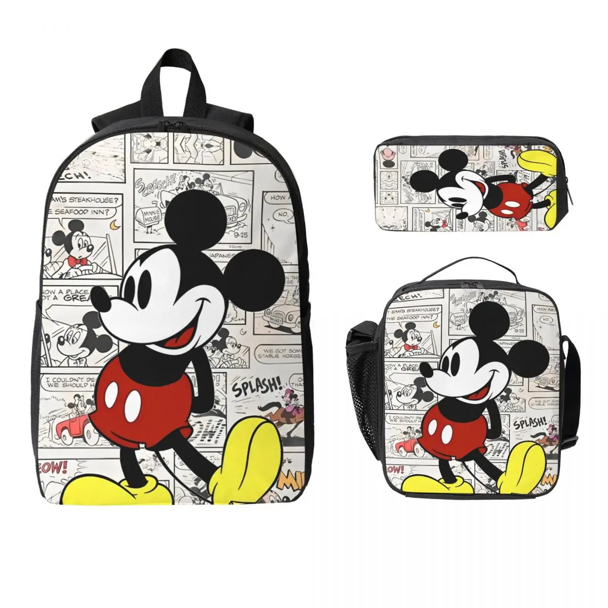 

3Pcs Mickey School bags Set for Girls Boys Pencil Boxes Backpack Sets with Lunch Box For Primary School Students Knapsack