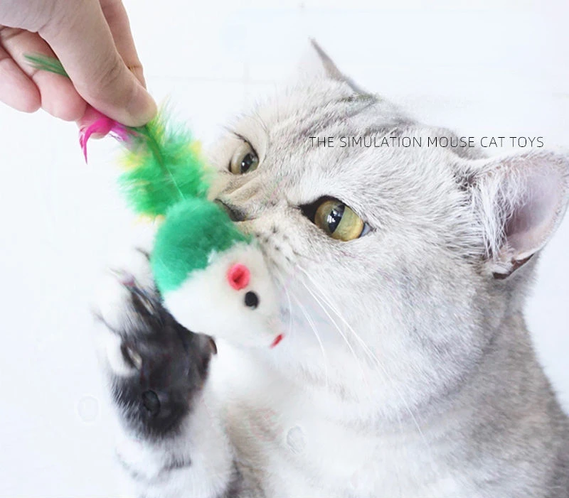 Soft Fleece False Mouse Cat Toys Colorful Feather Funny Playing Toys For Cats Interactive Toys 고양이 장난감 juguetes para gatos