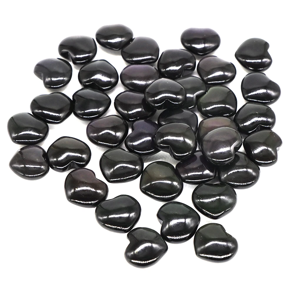 

Gemstone Heart Shaped Statue Natural Rainbow Obsidian Carved Healing Crystals Reiki Pendants Necklack Jewelry Making Accessories