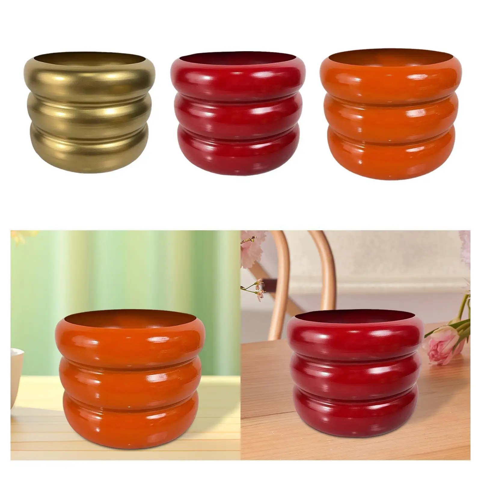 Iron Plant Pot 10.6 inch Flower Pot Blessing Bucket Bubble Vase for Decor Dining Room Living Room Table Centerpiece New Year
