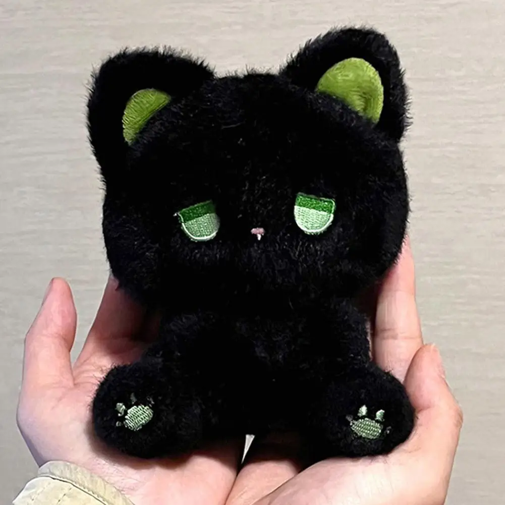 Kawai Plush Cat Toy Sad Emo Seated Cartoon Doll Fluffy Softly Stuffed Doll Exquisite Creative Birthday Valentine's Day Gift