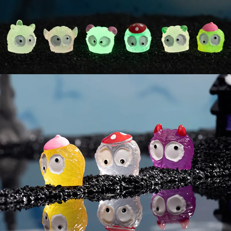 

8Pcs Luminous Mini Demon Elf Resin Miniature Figurines Landscape Decoration Horned Devil Glow At Night Fairy Garden Decoration