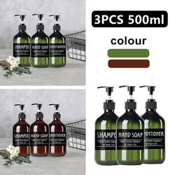 3PCS 500ml Soap Dispensers With 6 Labels Shampoo Conditioner Bottles With Pump Refillable Press Type Liquid Shower Gel Container