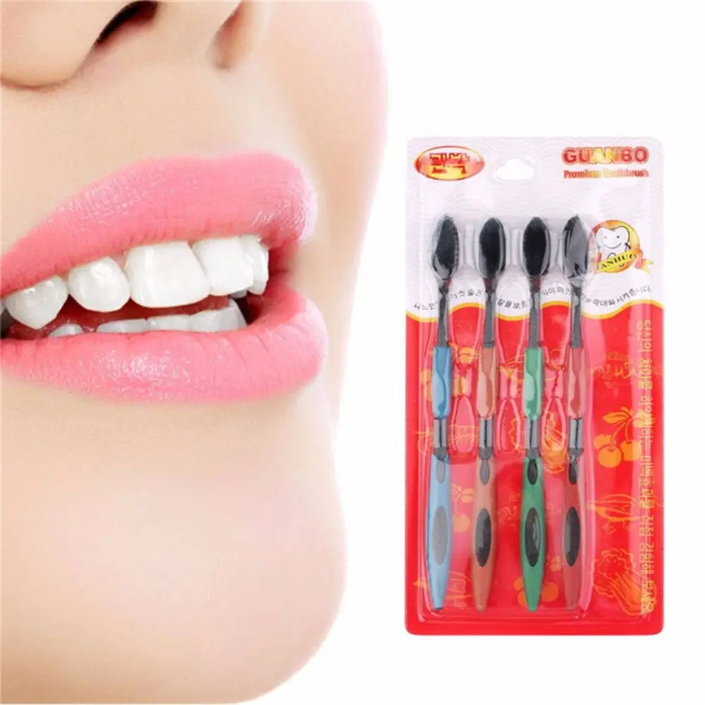 4Pcs Soft Bristle Toothbrush Oral Dental Care Nano Brush Black Head Eco Nylon Brush Oral Care Teeth Cleaning Drop Shipping New