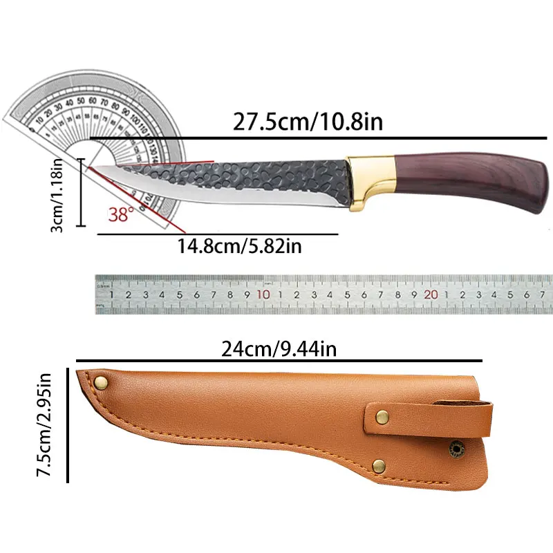 3CR Stainless Steel Blade Boning Knife Plastic Handle PU Leather Sheath Sharp Butcher Cooking Knife For Kitchen Meat Processing