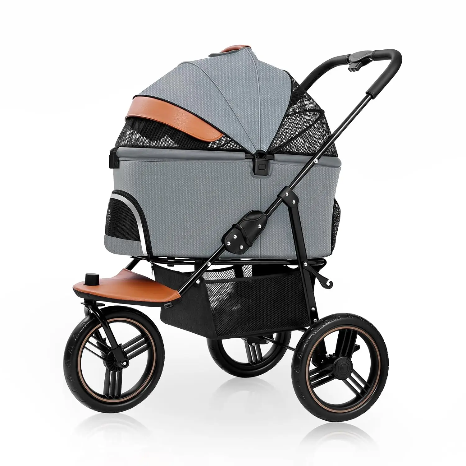 Dog and Cat Stroller, 3 em 1, Médios e Pequenos Cães, Correia, Pet Stroller, 3 Rodas