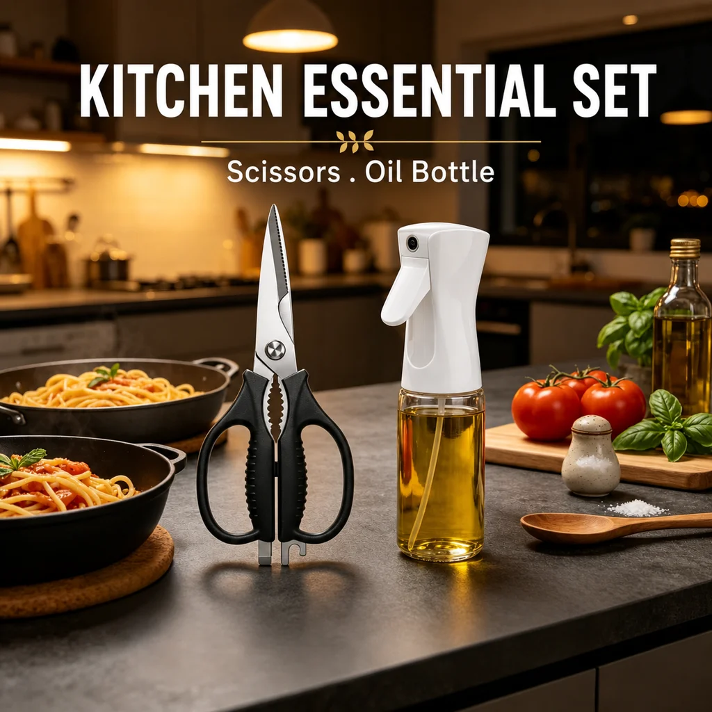 1/2Pcs,Kitchen Tools Set,SK5 Stainless Steel Heavy Duty Scissors for Bone Meat Poultry Fish,Olive Oil Dispenser Bottle Sprayer