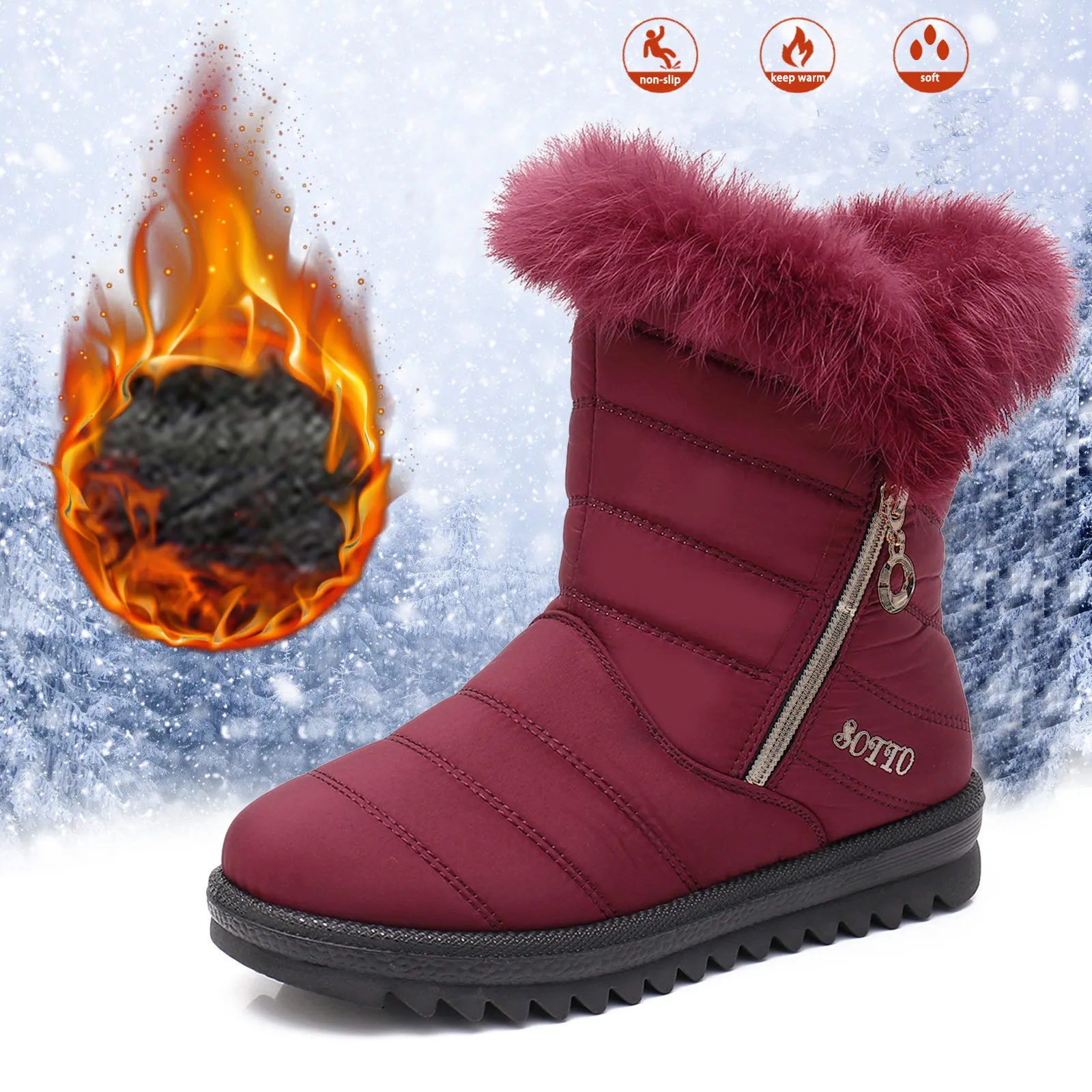 Snow Boots Warm Shoes For Women's Autumn Winter Thickened Insulation New European American Models Boot Waterproof Snow Boots