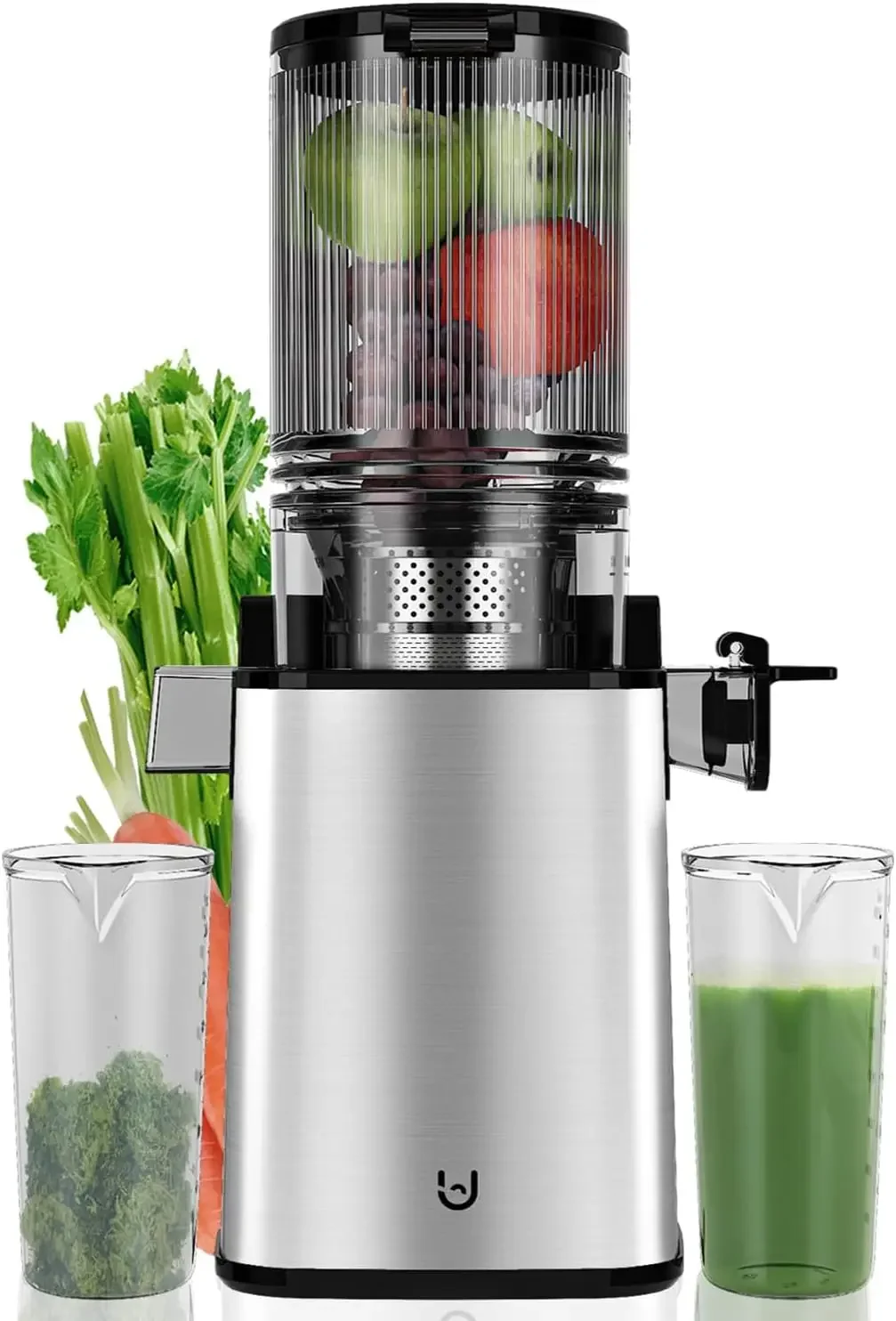 Máquinas exprimidoras, exprimidor de prensa en frío lento de 350 W con conducto de alimentación de 6,1", exprimidor de alto rendimiento de jugo para frutas y verduras, fácil de usar