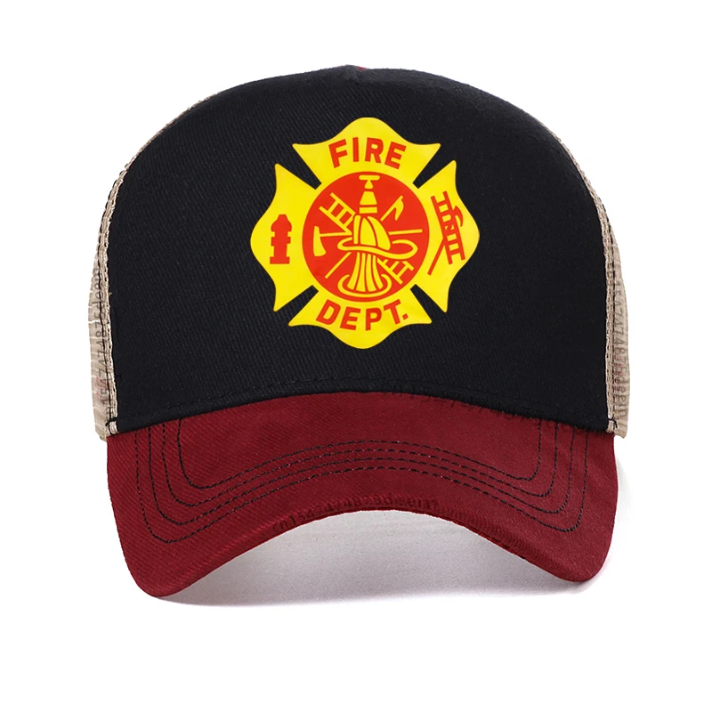 Fire Dept Badge men Baseball Cap summer firefighter fire department Mesh Breathable visor hat Adjustable outdoors Trucker hats