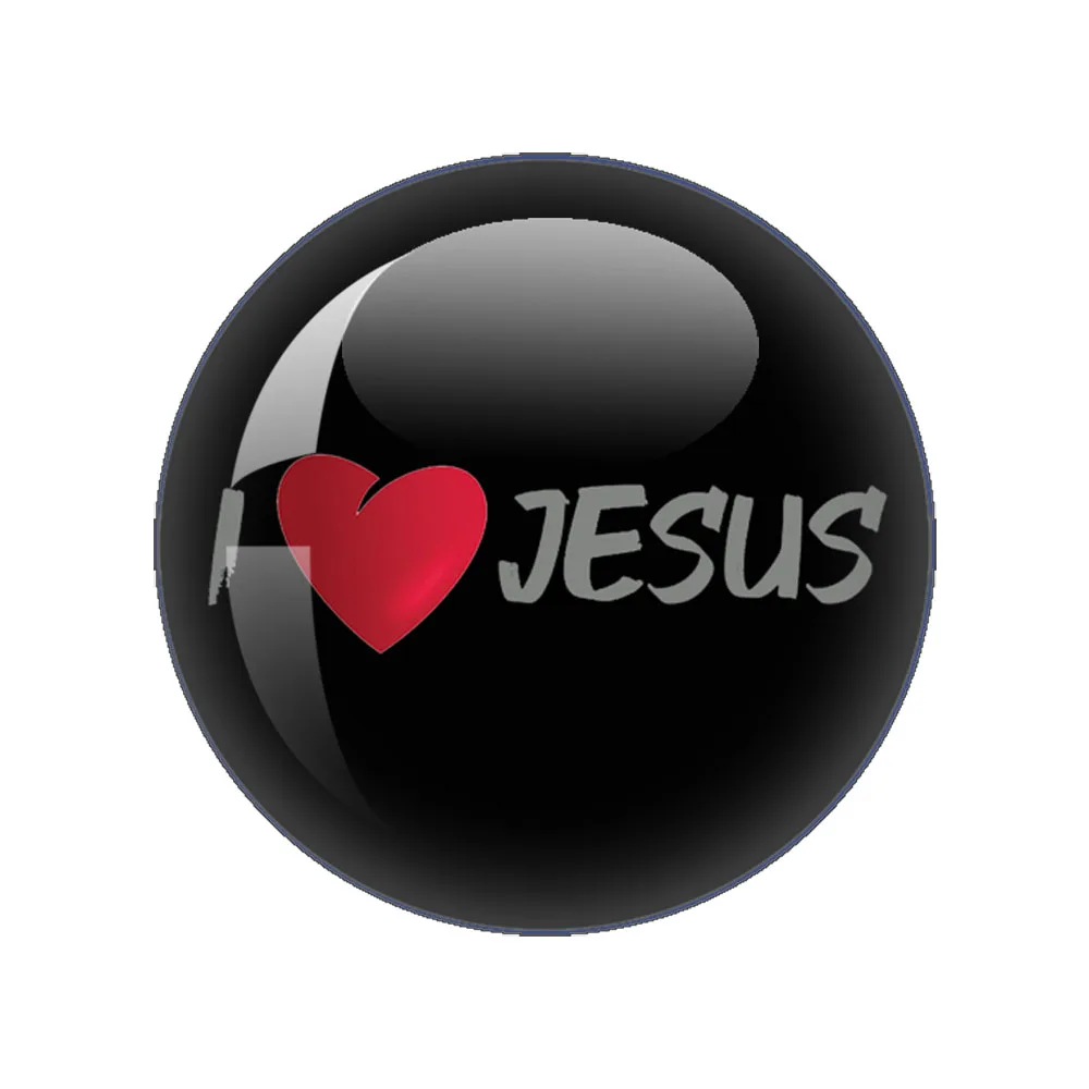 I Love Jesus Symbol Pattern Glass Cabochon 12mm-40mm Round Photo Glass Cabochon Demo Flat Back Making risultati