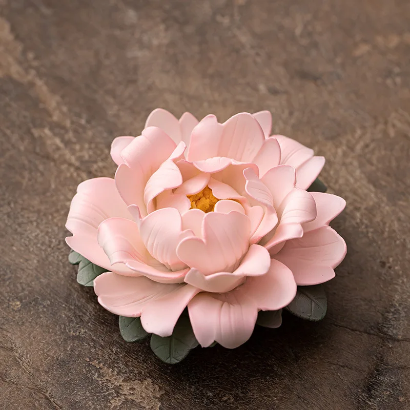 Creative Hand Pinched Peony Ceramic Incense Holder Stick Incense Base Decor For Living Room Tea House Home Ornament