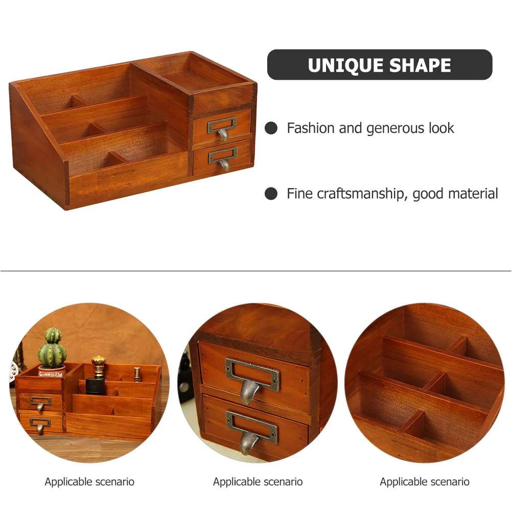 منظم سطح المكتب الخشبي حاوية تخزين ستة مقصورات أدوات ماكياج المجوهرات مكتب ديكور المنزل هدية عملية
