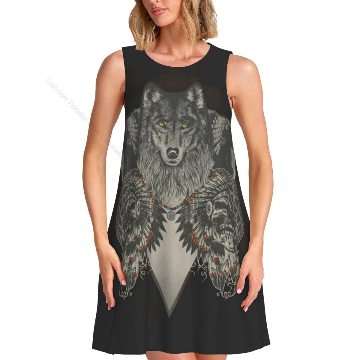 ชุดเดรสสตรีอินเดียฤดูร้อนชุดเสื้อยืดลําลองชายหาดชุดเดรสถัง