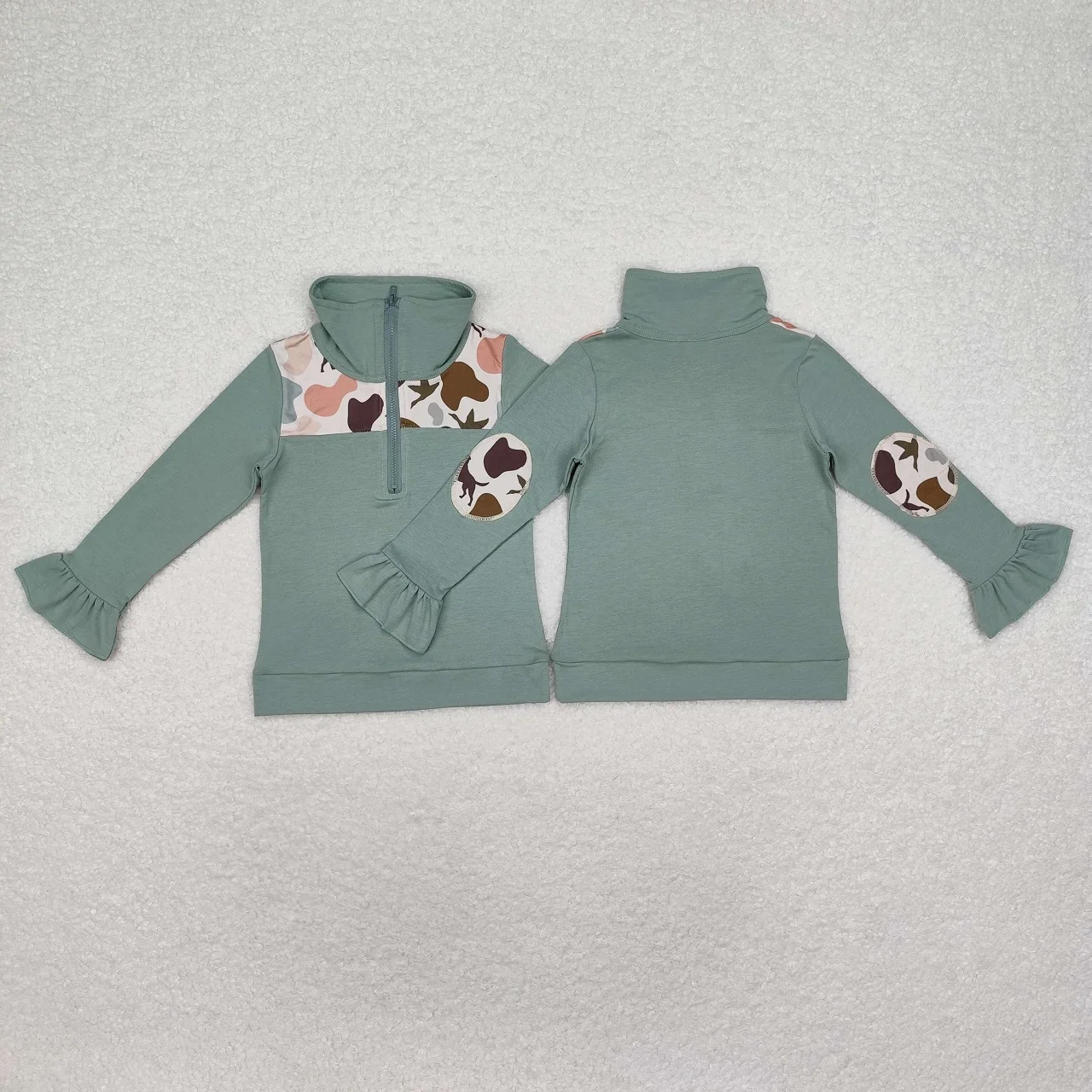 

Wholesale Toddler Clothes Green Long Sleeves Duck Dog Shirt Baby Boy Tee Lapel Pullover Children Zipper Cotton Clothing