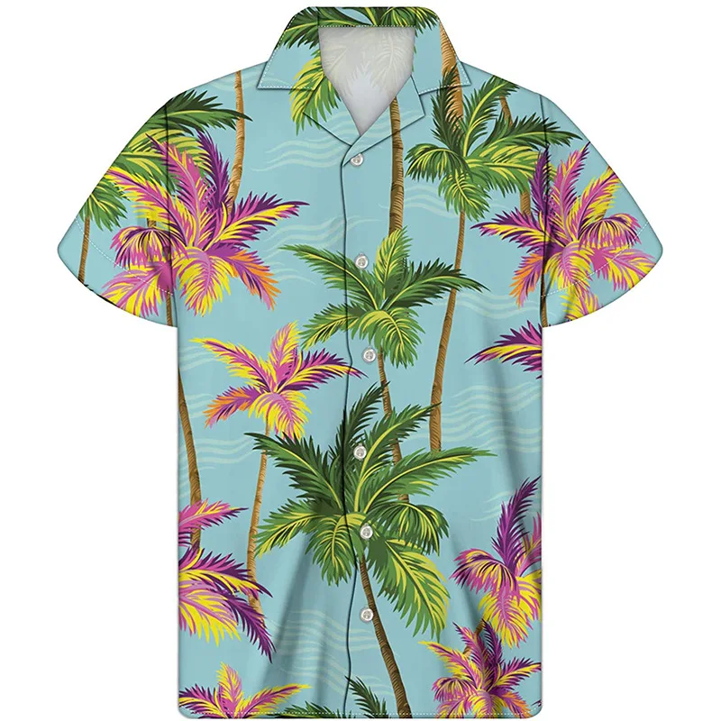 Custom Hawaiian Men's Floral Short-sleeved Shirt Cross-border Summer Digital Print Fashion Beach Shirt for Men Shirts for Men