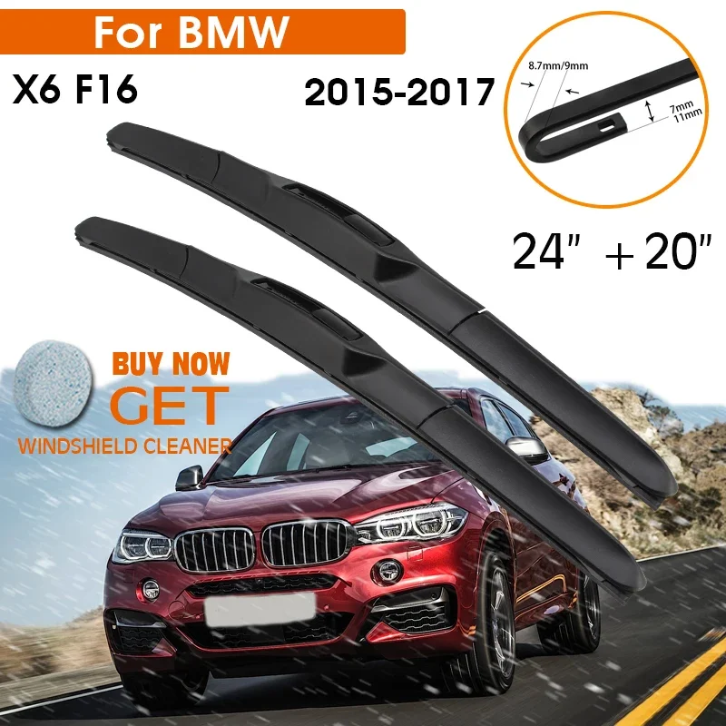 

Car Wiper Blade For BMW X6 F16 2015-2017 Windshield Rubber Silicon Refill Front Window Wiper 24"+20" LHD RHD Auto Accessories