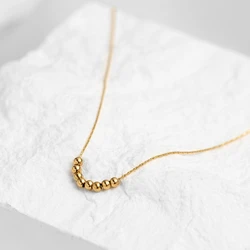 WILD & FREE Minimalist Gold Color Stainless Steel Necklace for Women Classic Thin Chains Metal Beads Neck Jewelry