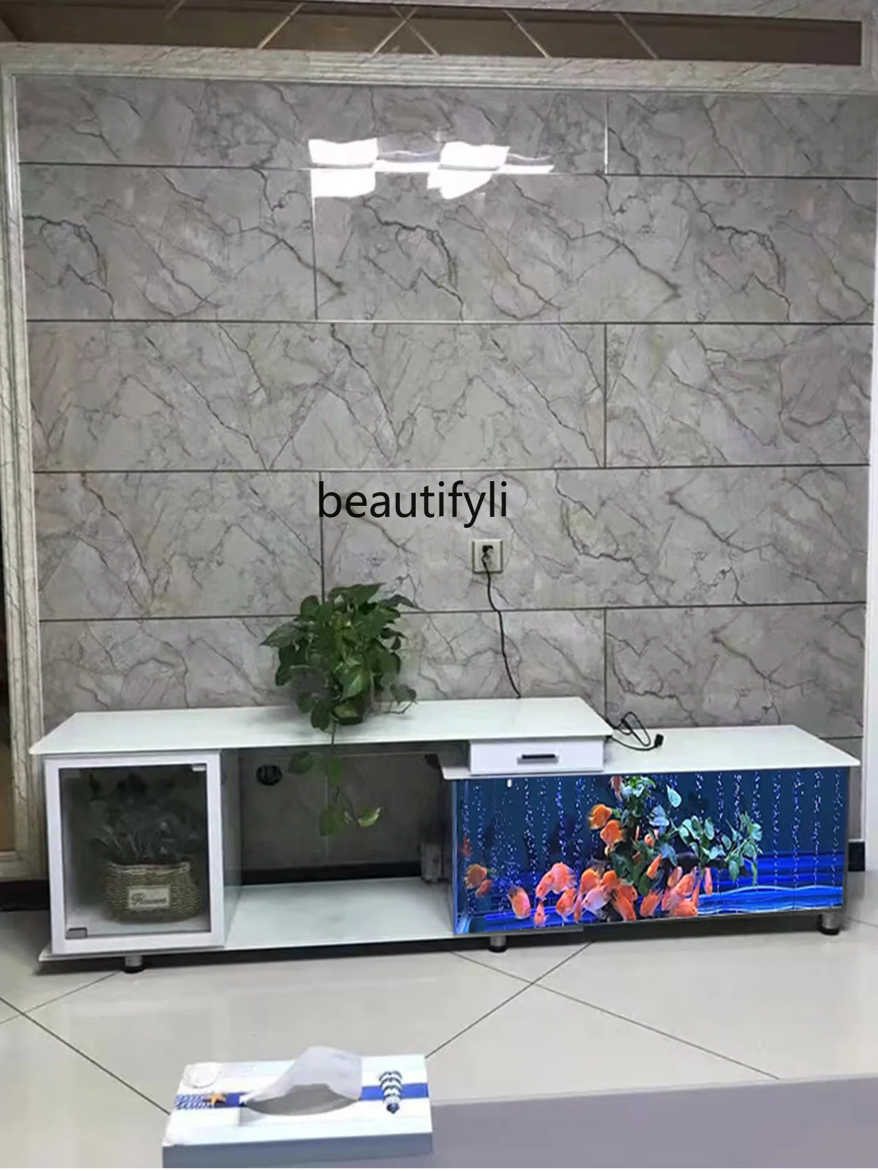 

ss26 ТВ-шкаф для аквариума, супер белый аквариум, стеклянный журнальный столик, двойной фильтр для смены воды, экологический аквариум