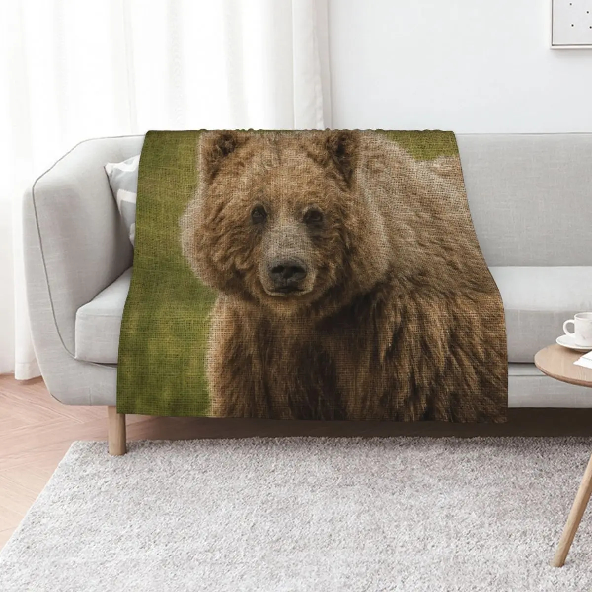 Grizzly Bear - Canvas Design Throw Blanket Quilt Heavy Warm funny gift For Decorative Sofa Bed covers Blankets