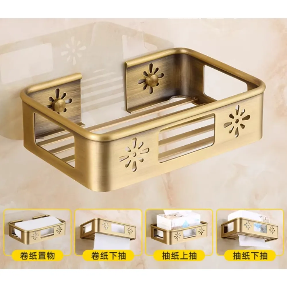 

Toilet hollow tissue holder, retro brass roll holder, bathroom storage tissue holder
