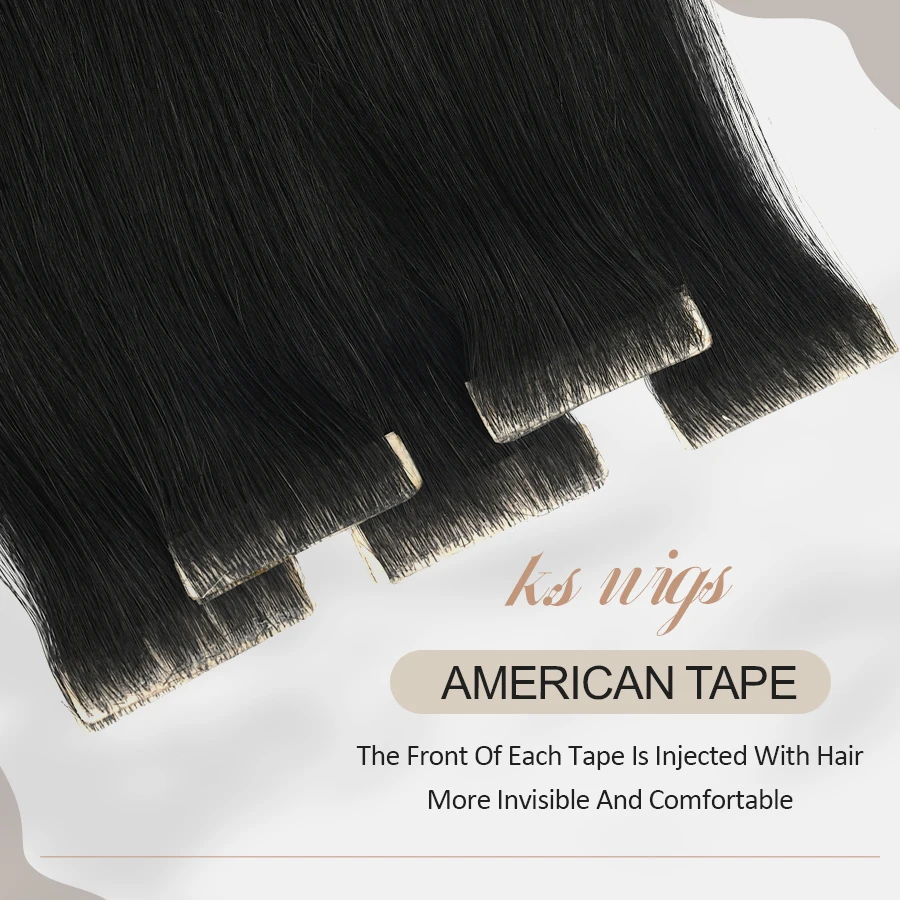 K.S WIGS Tape in Hair Extensions Ombre Real Human Hair Tape in Balayage Brown Hair Real Remy Seamless Tape in Hair Extensions